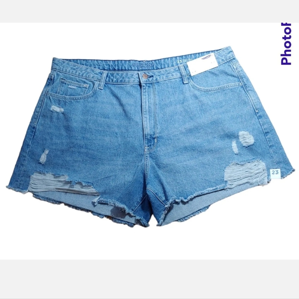 Arizona Jeans High Waisted Blue Denim Booty Jean Shorts Shortie Plus 22W 42/3.5"